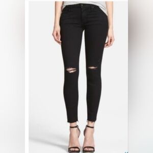 MOTHER Denim Jeans “Looker Ankle Fray” in Guilty as Sin (Black) Wash Sz 27